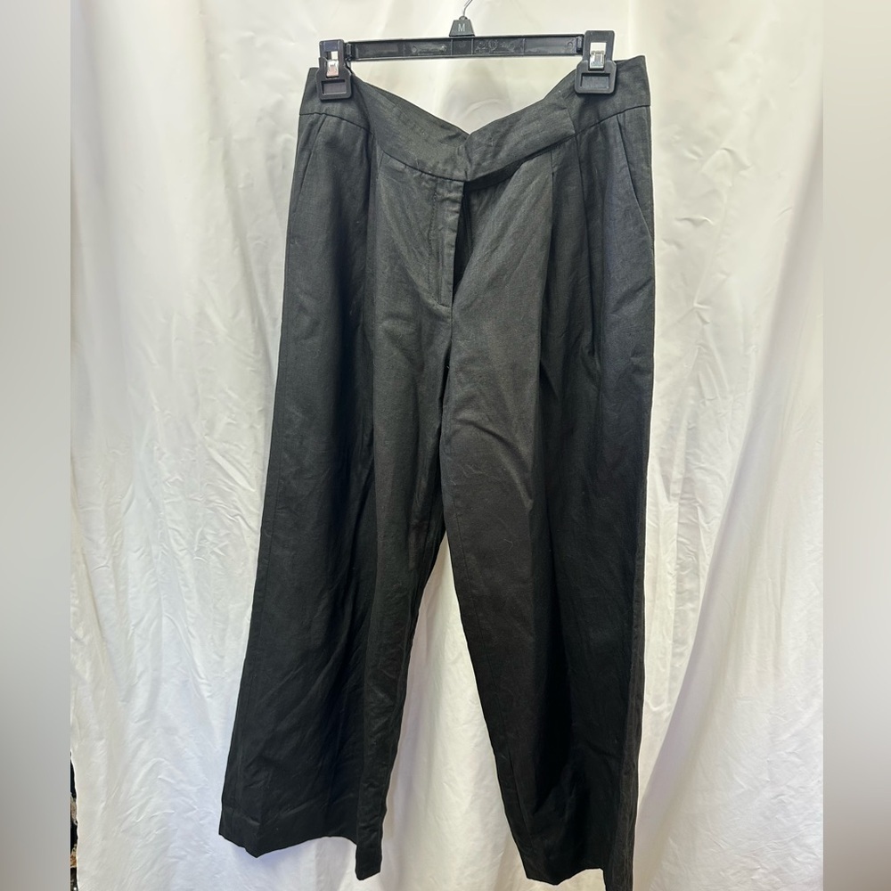 Magashoni Collection black linen wide leg pants size 8